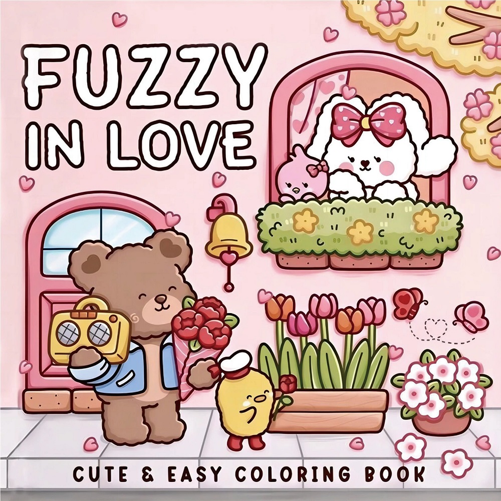 Photography Of Book - FUZZY IN LOVE สมุดระบายสีรูปแบบ Bold-easy สําหรับผู้ใหญ่สมุดวาดภาพน่ารักของขวัญที่สมบูรณ์แบบสําหรับงานปาร์ตี้และวันเกิด