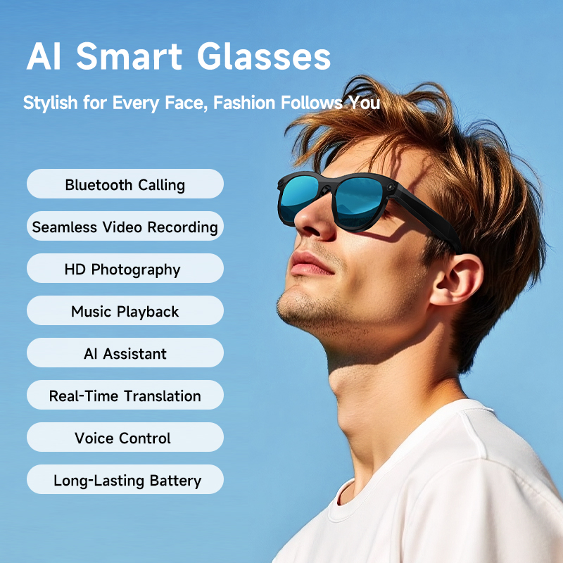 Photography Translate - แว่นตาอัจฉริยะรุ่นล่าสุด 200W พิกเซล บันทึกวิดีโอและถ่ายภาพ ระบบ AI