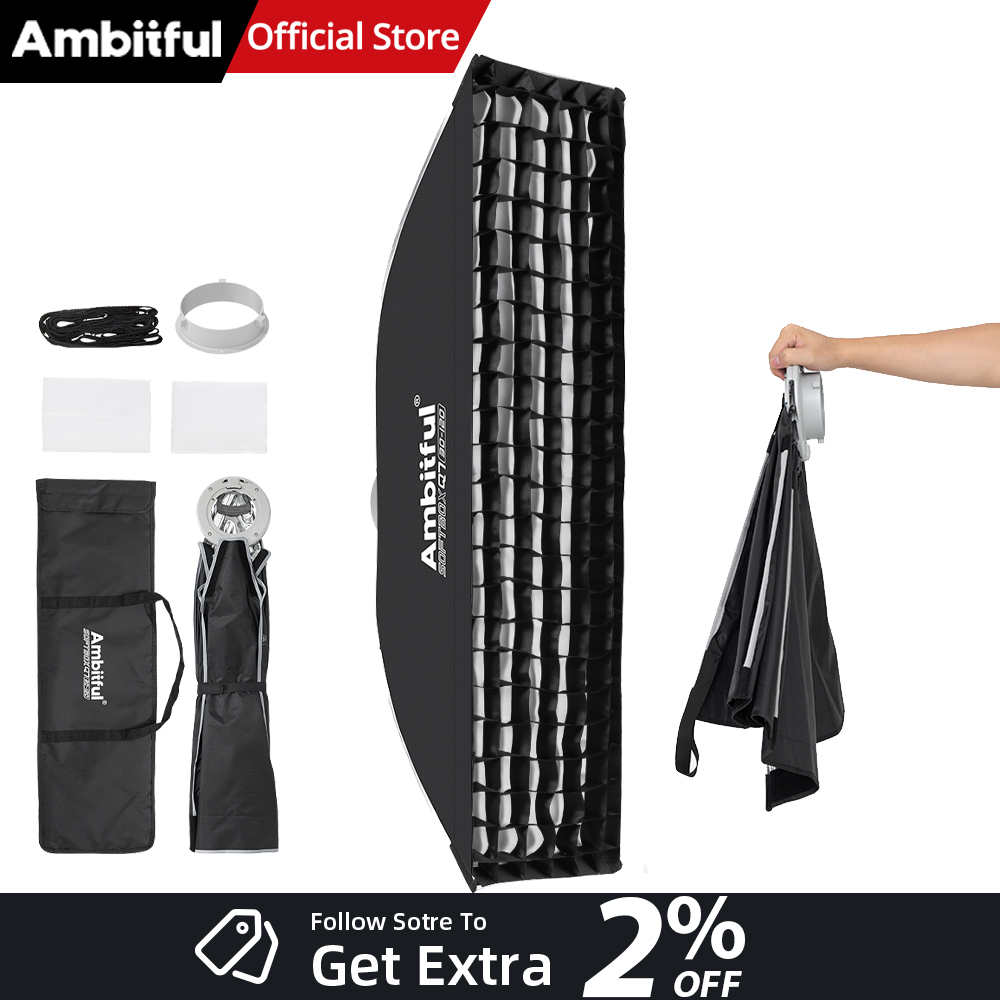 Photography Grid - AMBITFUL Q7-II 30*120 ซม. ซอฟต์บ็อกซ์แบบแถบพร้อมขาตั้ง Bowens