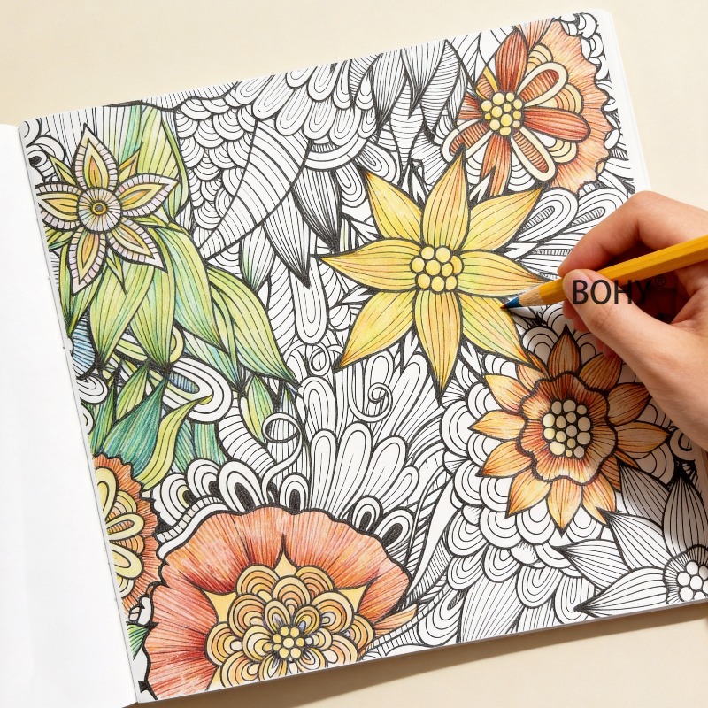 Photography Of Book - สมุดระบายสีภาพดอกไม้และนกแบบแมนดาลาสำหรับผู้ใหญ่, 24 หน้าสำหรับวาดภาพ, ช่วยผ่อนคลายอารมณ์สำหรับผู้ใหญ่, วาดด้วยมือ