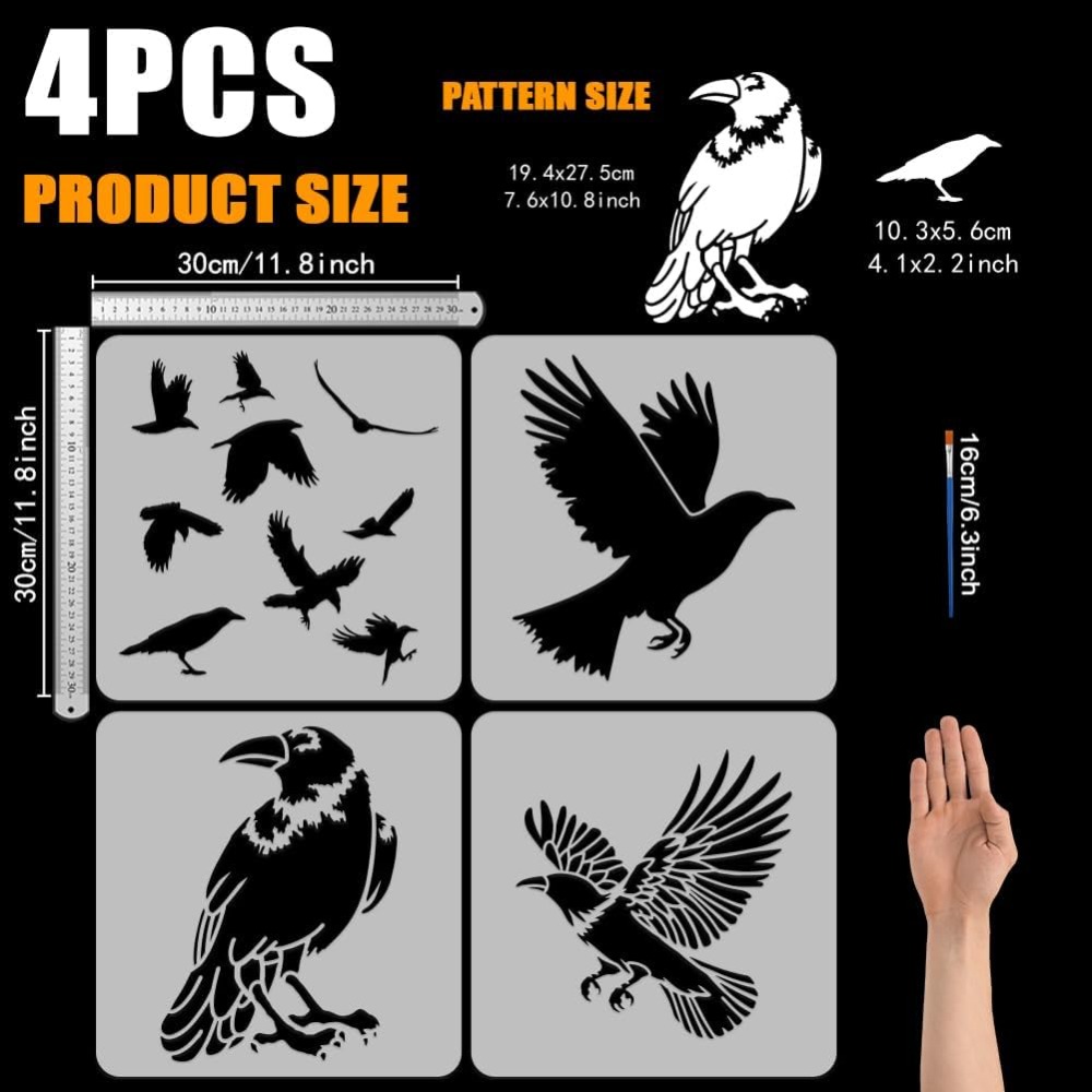 4PCS Flying Crowลายฉลุสําหรับภ - Photography Techniques บทวิจารณ์และราคา