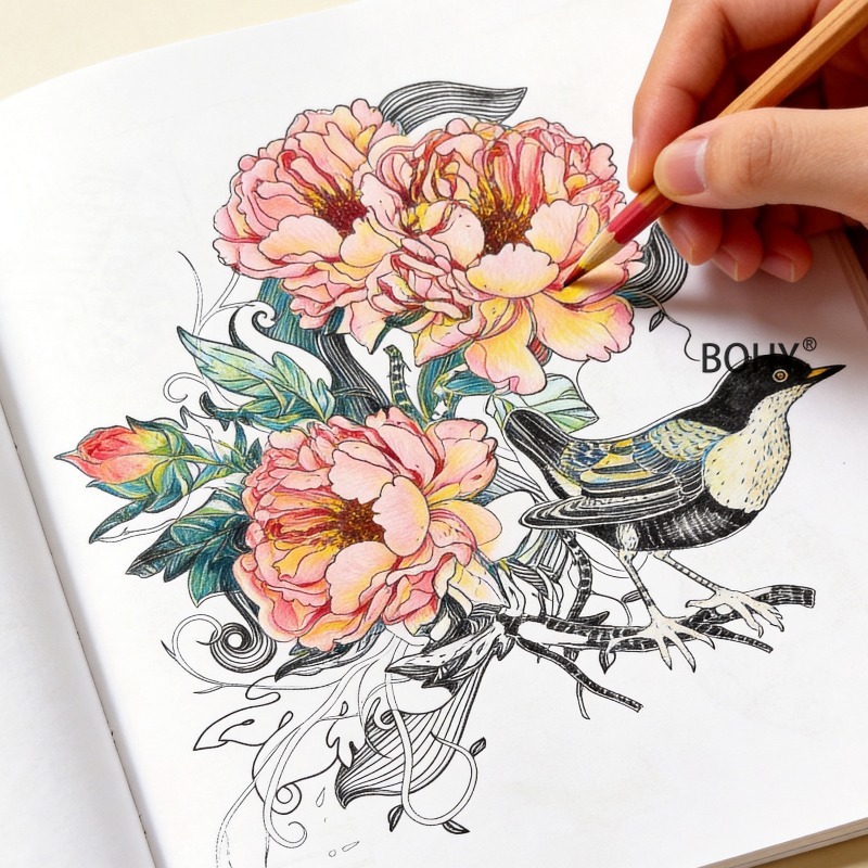 สมุดระบายสีภาพดอกไม้และนกแบบแม - Photography Of Book บทวิจารณ์และราคา